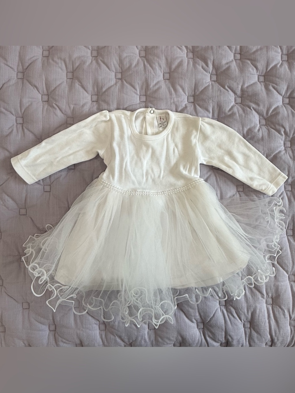 Bulsen Baby Girl White Tulle Party Dress - Size 12M